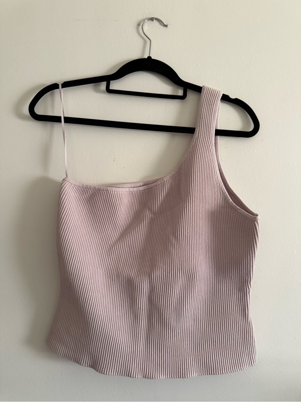 Babaton Light Pink Sculpt Knit One-Shoulder Tank, size XL